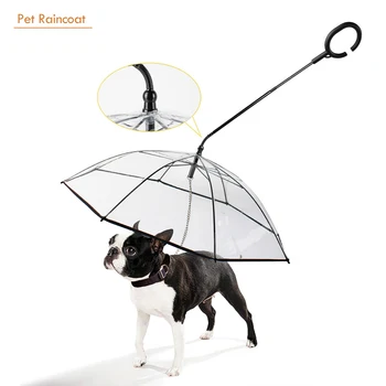 

Portable Transparent Pet Umbrella with Dog Walking Leash Pet Telescopic Handle Umbrella Raincoat Rain Gear Supplies Accessories
