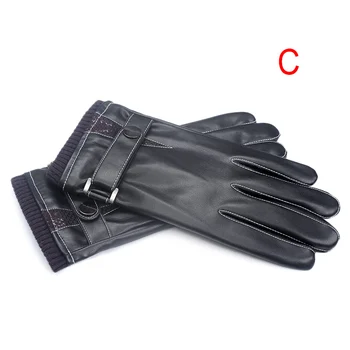

PU Leather Touchscreen Gloves Windproof Driving Gloves Black Winter Warm Glove EIG88