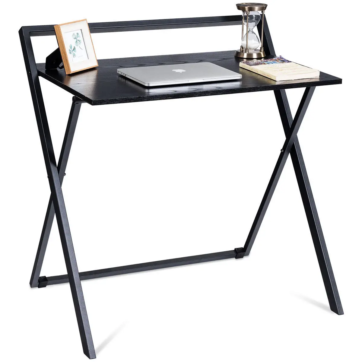 

Costway Folding Computer Desk PC Laptop Table Study Workstation Wood Top Metal Frame New