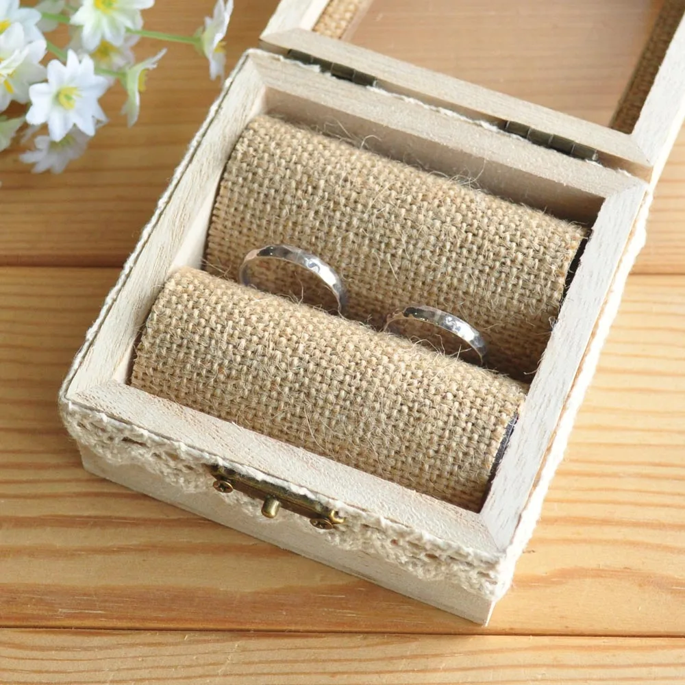 Персонализированная Коробка для колец деревенская коробка обручального кольца