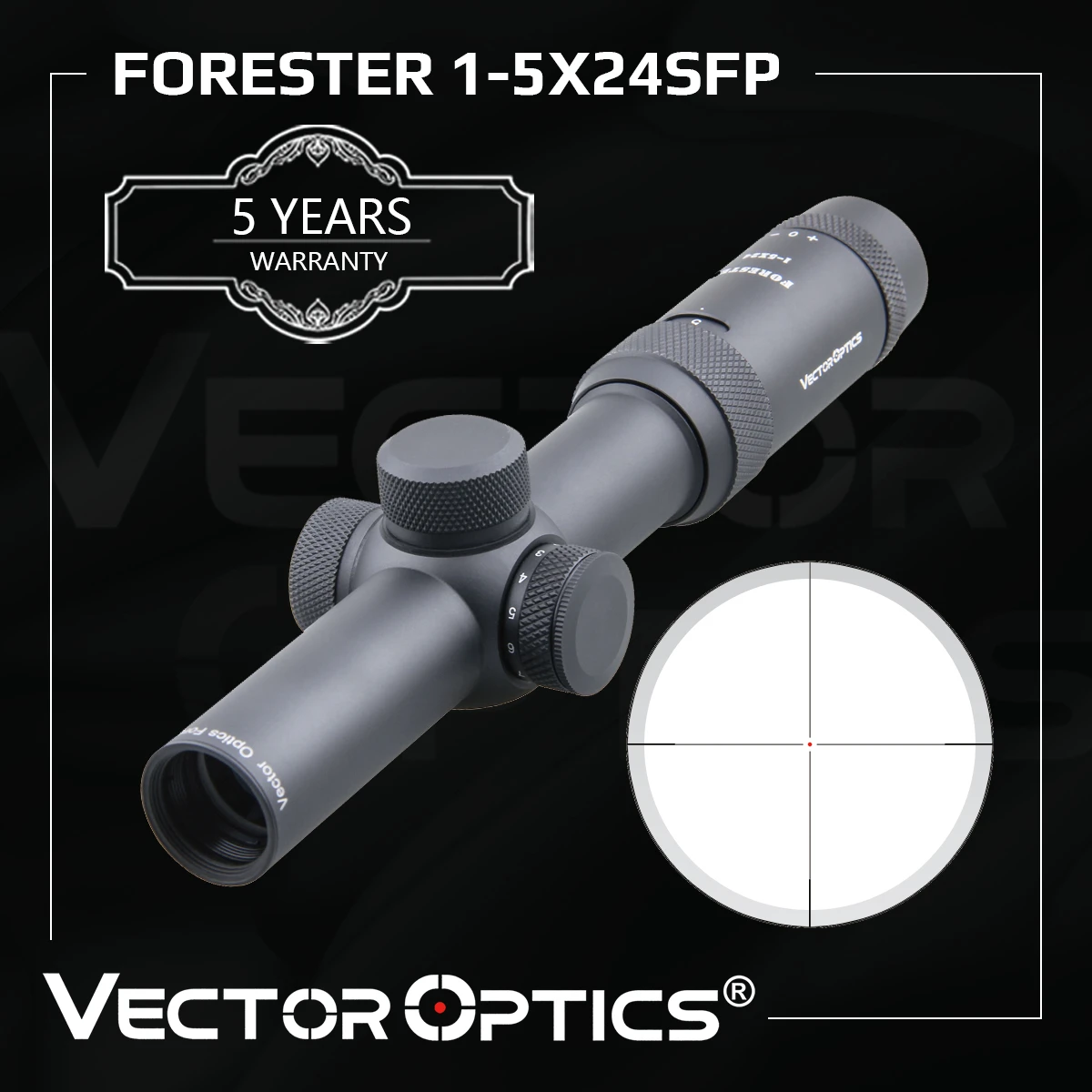 Vector Optics Forester 1-5x24 Hunting Riflescope 100mm Long Eye Relief  Rifle Scope High Clear Illuminated Dot Reticle