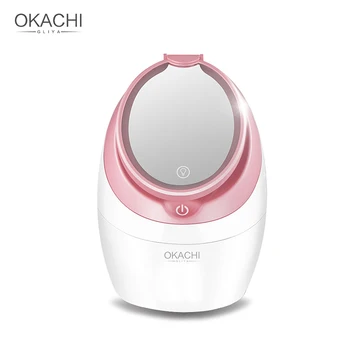 

Professional Nano Ionic Face Steamer For Face Beauty Salon Personal Sauna SPA Mini Face Sprayer With Mirror Light OKACHI GLIYA