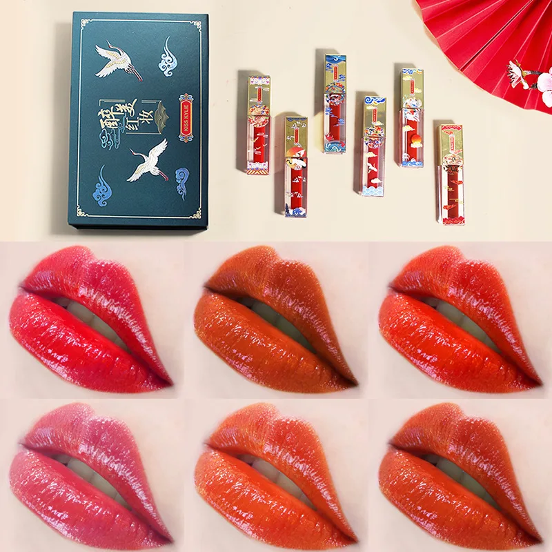 

Chinese Style Lipsticks Set Long Lasting Cosmetic Lips Makeup Lip Gloss Moisturizing Glaze for Lady Girls