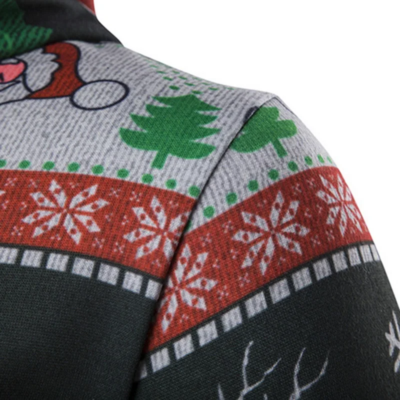 Мужской осенне-зимний Повседневный свитер с принтом оленя, Рождественский пуловер с круглым вырезом, облегающий вязаный свитер, джемпер, мужская одежда