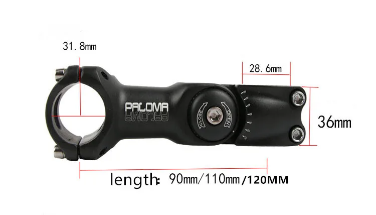 110mm length PALOMA регулируемый угол вынос руля Горная дорога велосипед стебель увеличение высоты MTB руль подъем высокий - Цвет: 110mm length