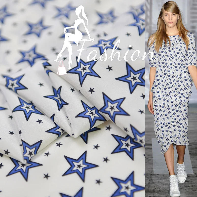 Настоящее шелк 138 см ширина 17Momme крепдешин/CDC брендовая ткань с принтом суперзвезд Сделай Сам шитье женское платье
