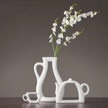 3 шт./компл. Nordic простой современный ваза для цветов Творческий Гостиная украшения дома Керамика сушенный цветочный контейнер чайник Форма ваза