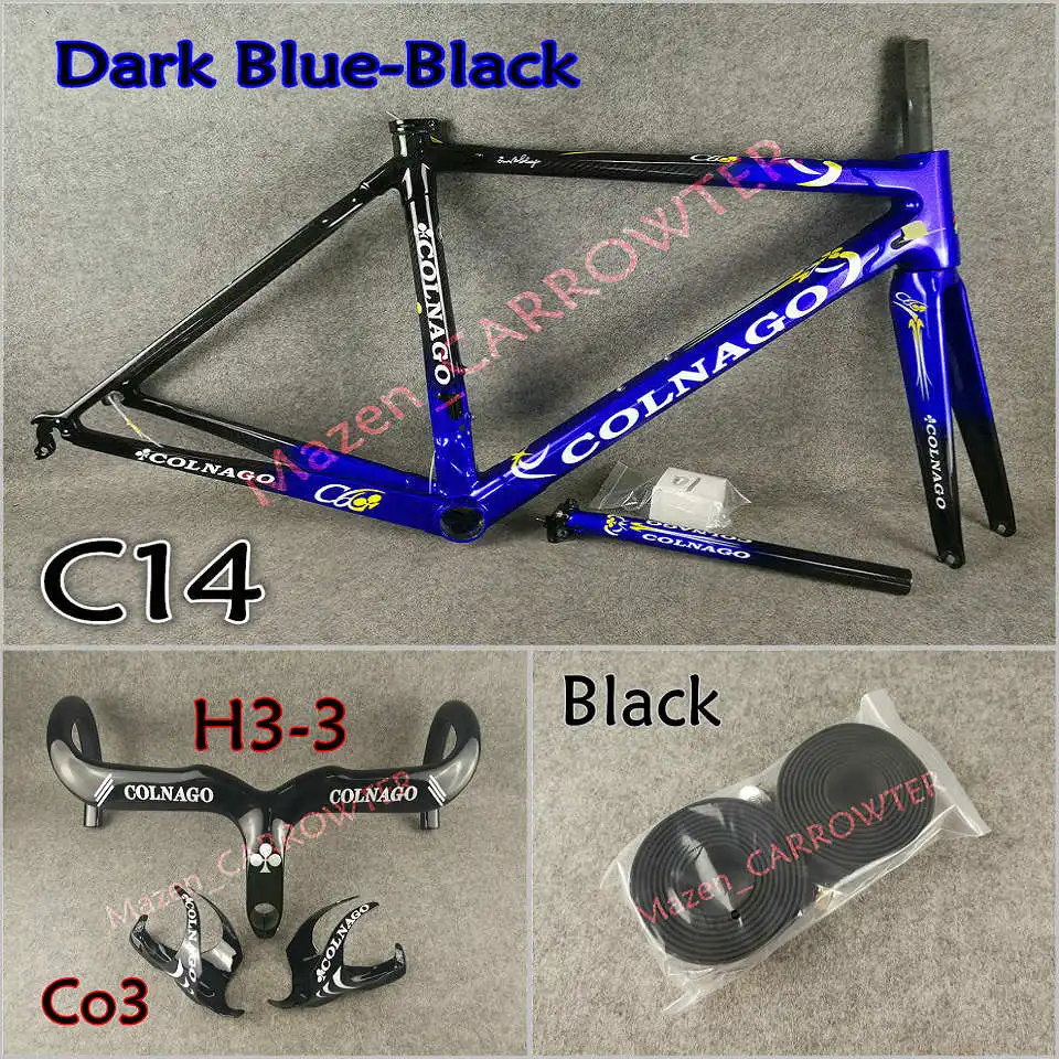 Package 4 Синий черный градиент T1000 3K все глянцевые Colnago C60 карбоновая дорожная рама+ руль+ седло+ держатели для бутылок с водой концепция C64 - Цвет: Package 4