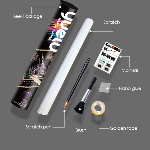 75*52 CM Large Reel Scraping Painting DIY Manual World Famous Landscape City Night View Magic Scratch Art Paper Drawing Toys 4