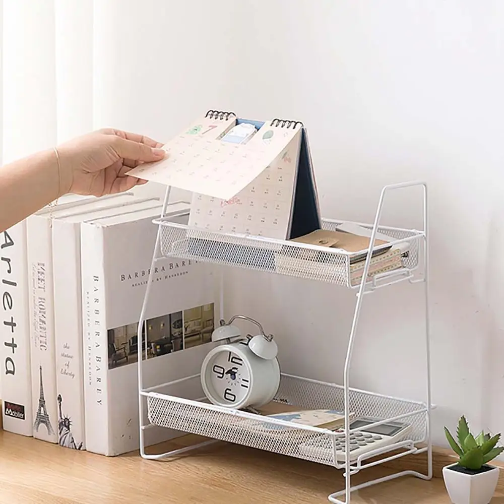 Detachable Wrought Iron Shelf Desktop Storage Rack Kitchen Spice Rack Bathroom Double-layer Cosmetics Finishing Rack