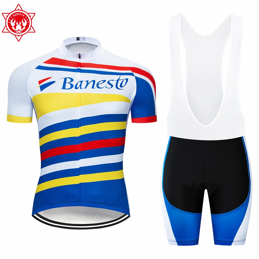 

Banesto Team 2020 Mens Cycling Jersey Set Summer Mountain Bike Clothes Pro Bicycle Cycling Jersey Sportswear Suit Maillot Ropa