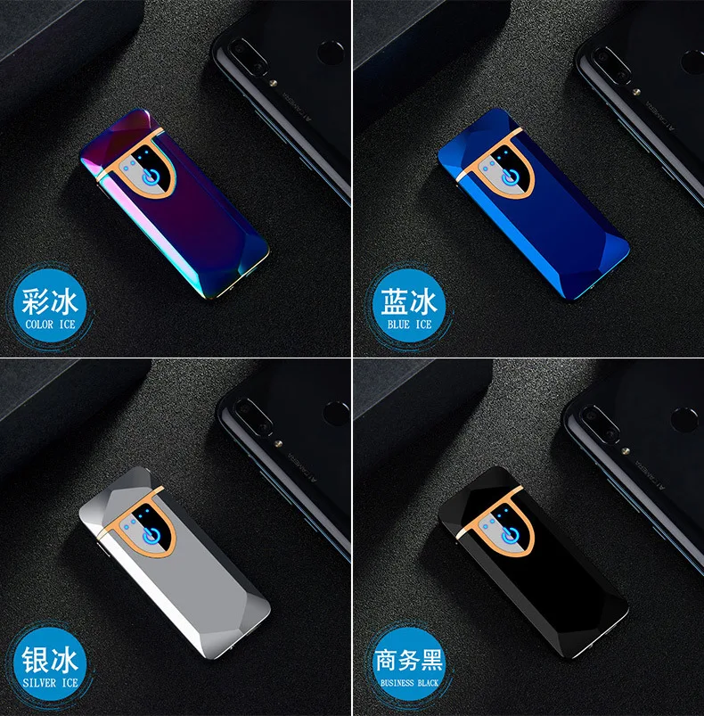 High Quality Metal USB Charging Ligther Dual Arc Plasma Lighters Thin Electric Rechargeable Cigarette Lighter Windproof Men Gift