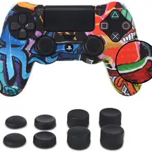 Камуфляжный чехол граффити Противоскользящий силиконовый защитный чехол для кожи sony playstation 4 PS4 Pro тонкий контроллер защитная накладка шапки