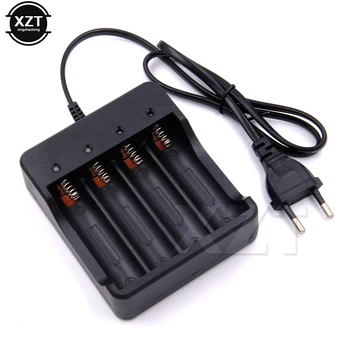 

4 Slots 18650 Charger Li-ion Battery 4.2V EU/US Plug Wired Indicator light Fashlight 4* 18650 batteries Charger Charging Cable