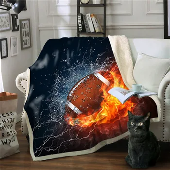 

3D Baseball Print Throw Blanket for Teen Boys Basketball Volleyball Football Sports Bedspread on Bed Sofa Sherpa Plush Quilt
