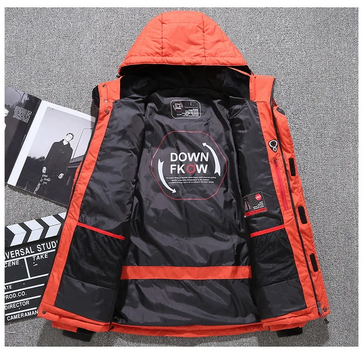 Mens White Duck Down Jacket Warm Hooded Thick Puffer Jacket Coat Male Casual High Quality Overcoat Thermal Winter Parka Men long black puffer coat