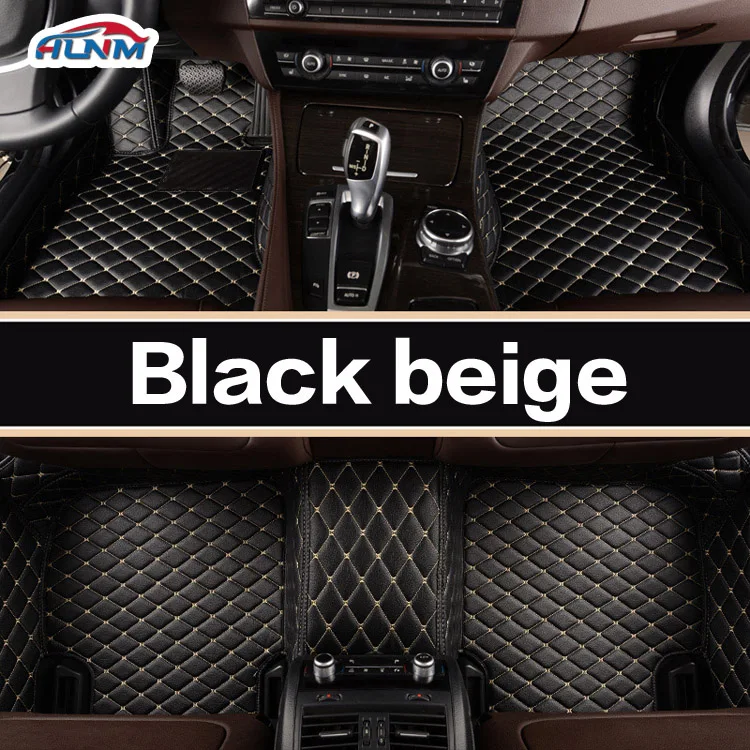 Leather PU Car Floor Mats For Toyota Camry XV70 50 55 40 30 Custom waterproof Floor Mat Luxury car interior Car Carpet foot Mats - Название цвета: Black beige