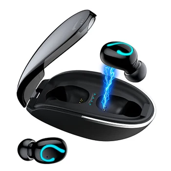 Q32 bluetoothヘッドセット、tws bluetooth 5.0ステレオスポーツワイヤレス自動ペアリングヘッドセット、650mah充電ボックス