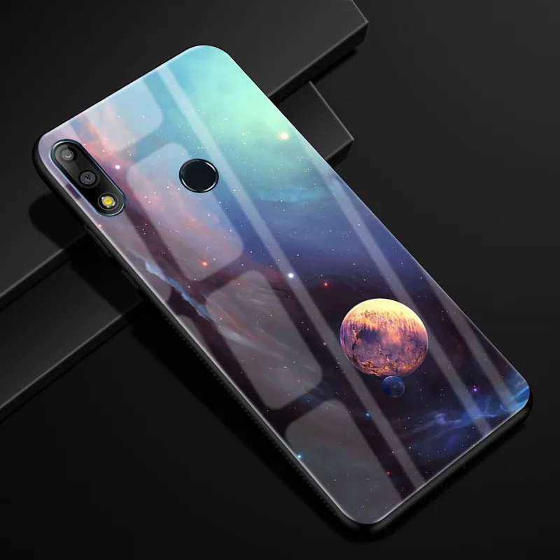 Для Asus Zenfone Max Pro M2 ZB631KL Чехол Жесткий PC стеклянный чехол для телефона черный TPU бампер чехол для Asus ZB631KL закаленное стекло - Цвет: 45