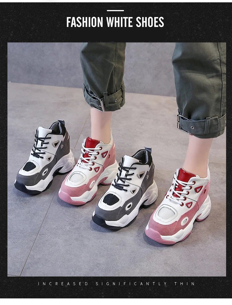 SWYIVY Chaussure Femme; Повседневная обувь из искусственной кожи; женские кроссовки на очень высоком каблуке; коллекция года; сезон весна; дышащие женские кроссовки на массивном каблуке; Размеры 35