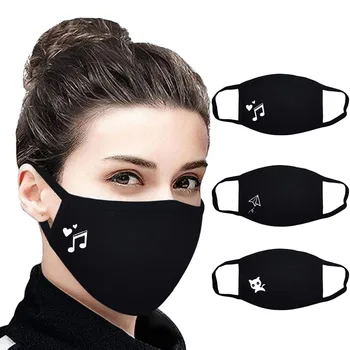 

3PC Woman Face Mask With Filter Print Dust-proof Gauze Breathable Comfortable Pattern Face Mask Reuseable Breathable Mouth Caps