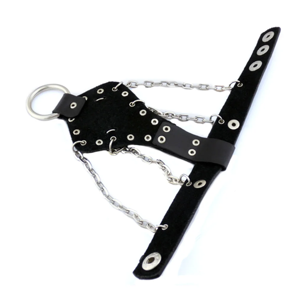 Punk Rivet Skeleton Bracelet Leather Bangle Unisex Chain Bangle Ring Set