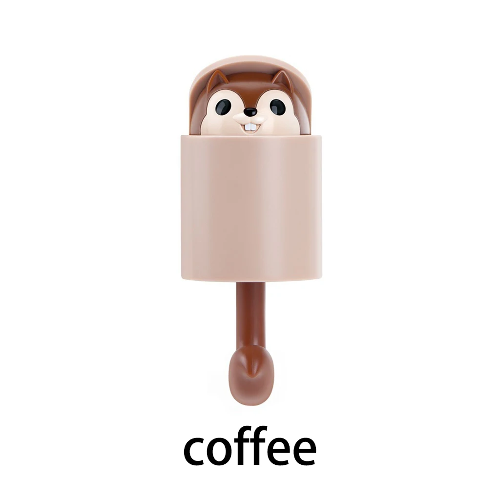 coffee Вешалка для пальто для маленьких детей; крючок с милым рисунком белки из мультфильма; настенная дверная вешалка; Крючки для шляп; одежда; Вешалки Для ключей; украшение для детской комнаты - Цвет: coffee