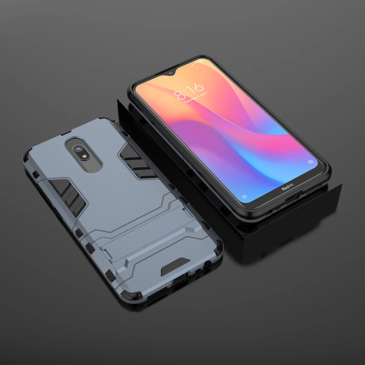 Защитный противоударный чехол-подставка для Redmi 8 8A для Xiaomi Redmi 8 Redmi 8A чехол - Цвет: NavyBlue