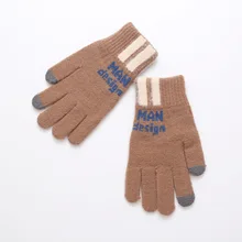 2021 luvas de tela de toque de inverno masculino engrossar quente malha estiramento luvas de lã cashmere dedo cheio luvas de esqui ao ar livre