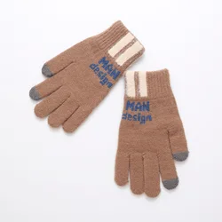 2021 Men's Winter Touch Screen Gloves Thicken Warm Knitted Stretch Gloves Wool Cashmere Full Finger Outdoor Skiing Gloves