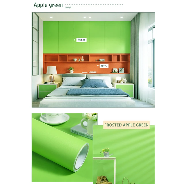 Pearl White DIY Decorative Film PVC Self Adhesive Wall Paper Furniture Renovation Stickers Kitchen Cabinet Waterproof Wallpaper Matte Apple green