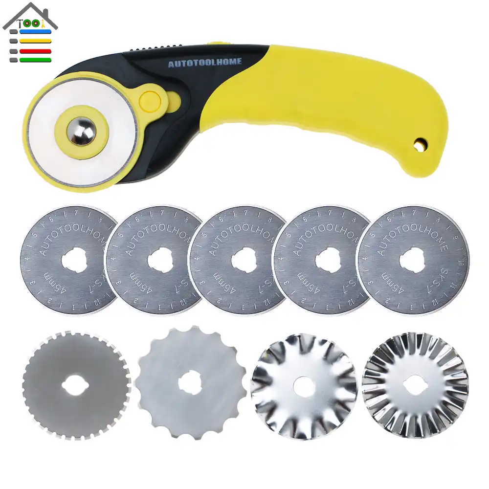AUTOTOOLHOME 45mm Rotary Cutter Set & 5 Sharp Blades for Olfa Dafa
