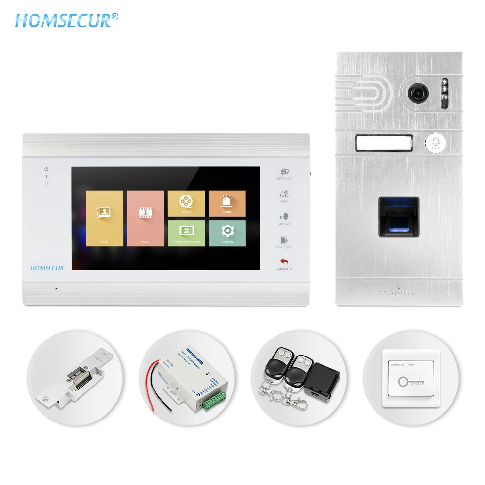 HOMSECUR 7\ Wired Video&Audio Home Intercom with Silver Camera for House/Flat BC061HD-S+BM705HD-W