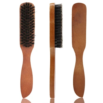 

2Pcs Wooden Massage Combs Natural Wild Boar Bristles Anti-Static Wooden Handle Hair Brush Styling Tools