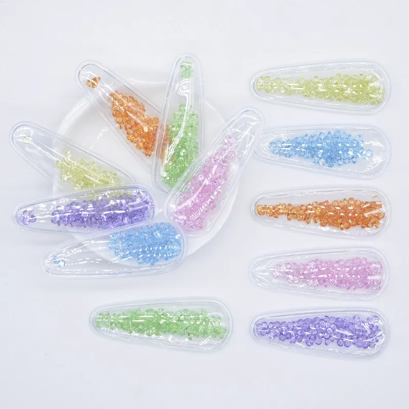 12Pcs 6CM Transparent PVC Filling Shake Diamond Applique with Slot for DIY Baby Girl Headwear Hair Clips Decor Accessories P40 | Дом и сад