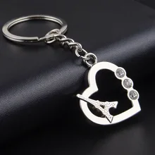 South Korea Best Seller Version Metal Heart Shape Keychain Cool Heart Iron Tower Key Pendants Manufacturers Customizable Logo