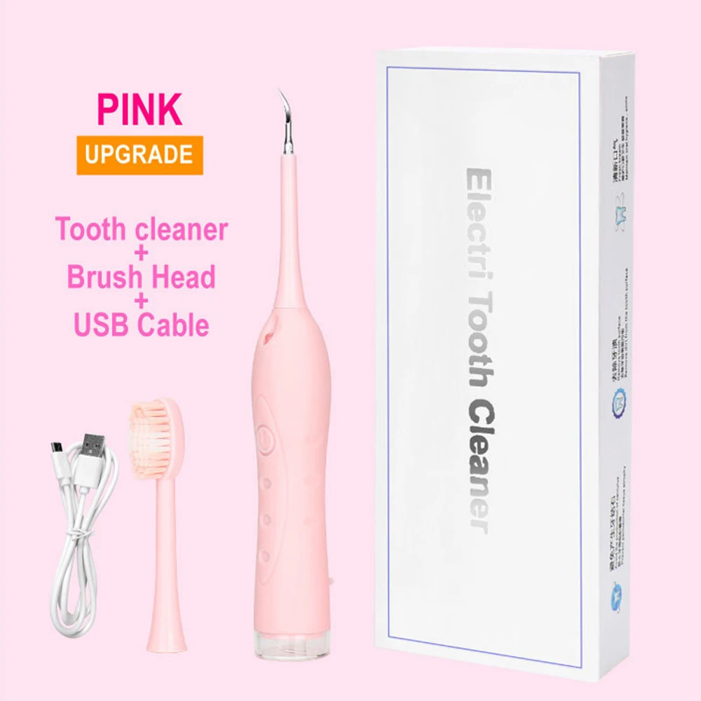 Pink 1 Bfaccia Electric Sonic Ultrasonic Dental Scaler Tooth Stains Tartar Portable USB Charging Calculus Remover Tooth Whitening Tool - Цвет: Pink 1