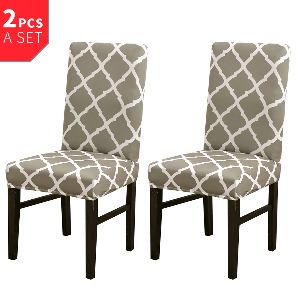 2pcs grey green 1/2/4 шт. съемный чехол для стула Чехол Эластичный геометрический чехол с принтом для обеденного стула Защитная крышка сиденье для свадьбы - Цвет: 2pcs grey green