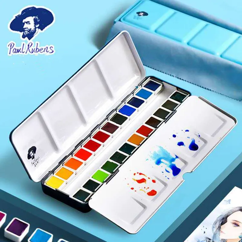 Paul Rubens Professional Watercolor Paint Set 24 Vivid Colors Solid  Watercolor Pigment with Palette for Artist Art Supplies - AliExpress