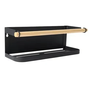 

With 2 Hooks Home Paper Towel Holder Bathroom Storage Shelf Kitchen Organizer Jars Rustproof Magnetic Fridge Rack Sidewall