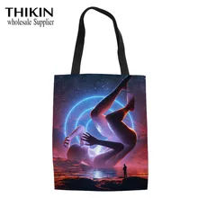 THIKIN Дамская многоразовая сумка-шоппер, льняные сумки-тоут с художественным скульптурным принтом, женские сверхпрочные сумки для покупок, женская модная пляжная сумка