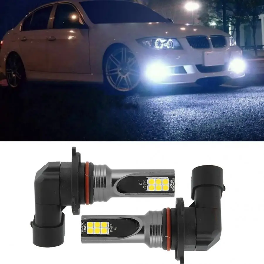 2 шт. 3030-12LED передние фары автомобиля 9006 12 Вт 3000 К белый свет Противотуманные фары DC12V-24V стайлинга автомобилей