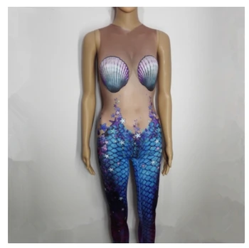 

Male Female Role costumes 3D printing Leotard Elastic jumpsuit Nightclub Bar stage performance Jumpsuit sexy slim show Costume