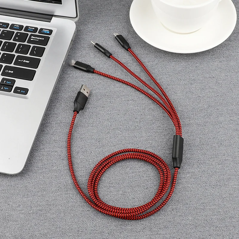 3 в 1 USB кабель для iPhone XS X 8 7 6 Max XR зарядное устройство Micro USB кабель для huawei Xiaomi sony USB TypeC Кабели для телефонов - Цвет: Red