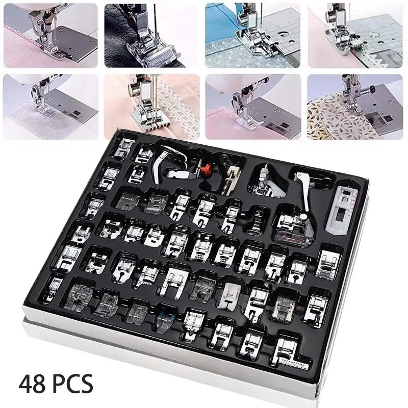 48pcs Mini Sewing Machine Presser Foot Feet For Brother Singer Janome Presser Feet Braiding Blind Stitch Darning