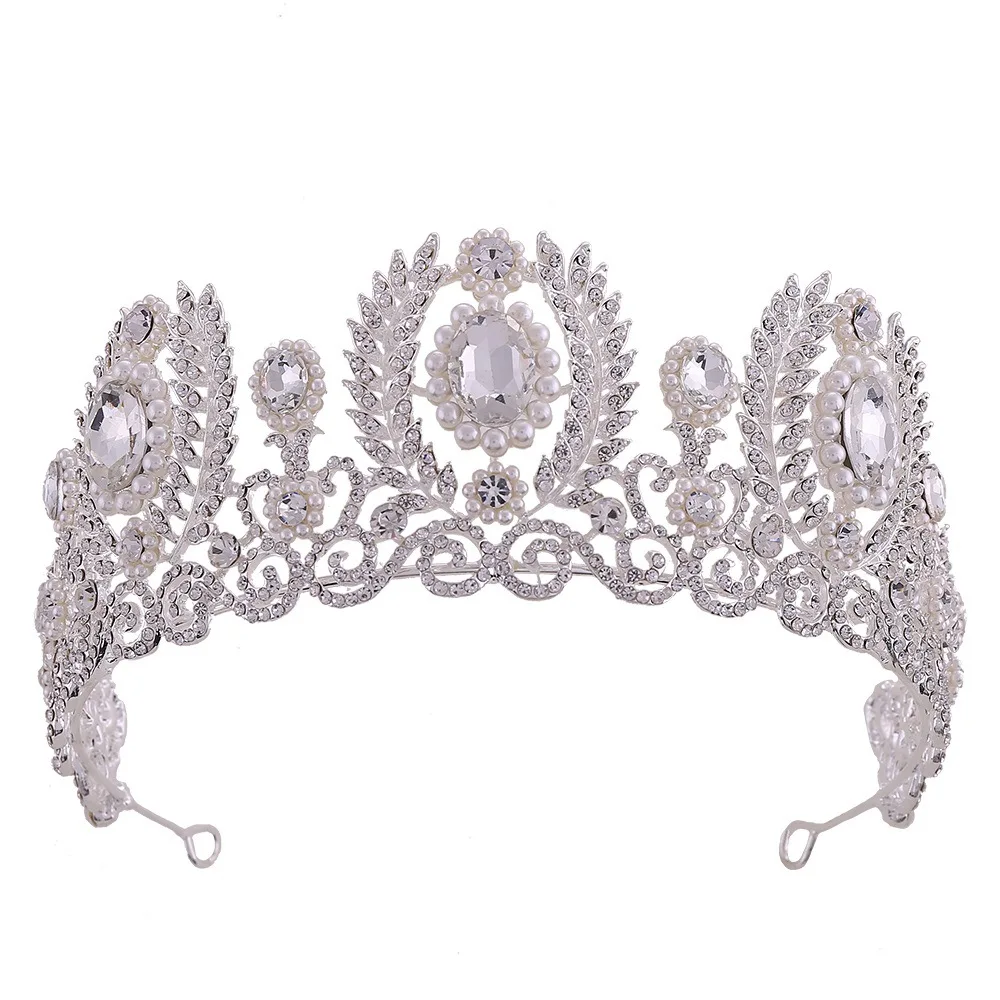 H1210 Persian Arab Style Hair Accessories Baroque Color Man-made Diamond Large Crown White Man-made Diamond Bride Headdress