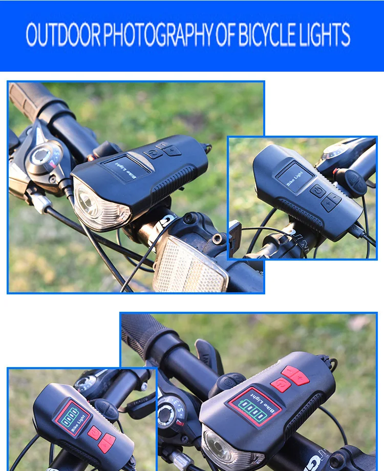Bike Bicycle Light USB Rechargeable Bicycle Front Light Lamp Bicycle Headlight Cycling LED Flashlight Lantern for Bike Safety