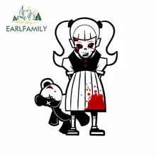 EARLFAMILY 13cm x 9.4cm for Zombie Kid Girl Cartoon Funny Car Stickers Oem Vinyl JDM Bumper Trunk Truck Graphics Car Accessories