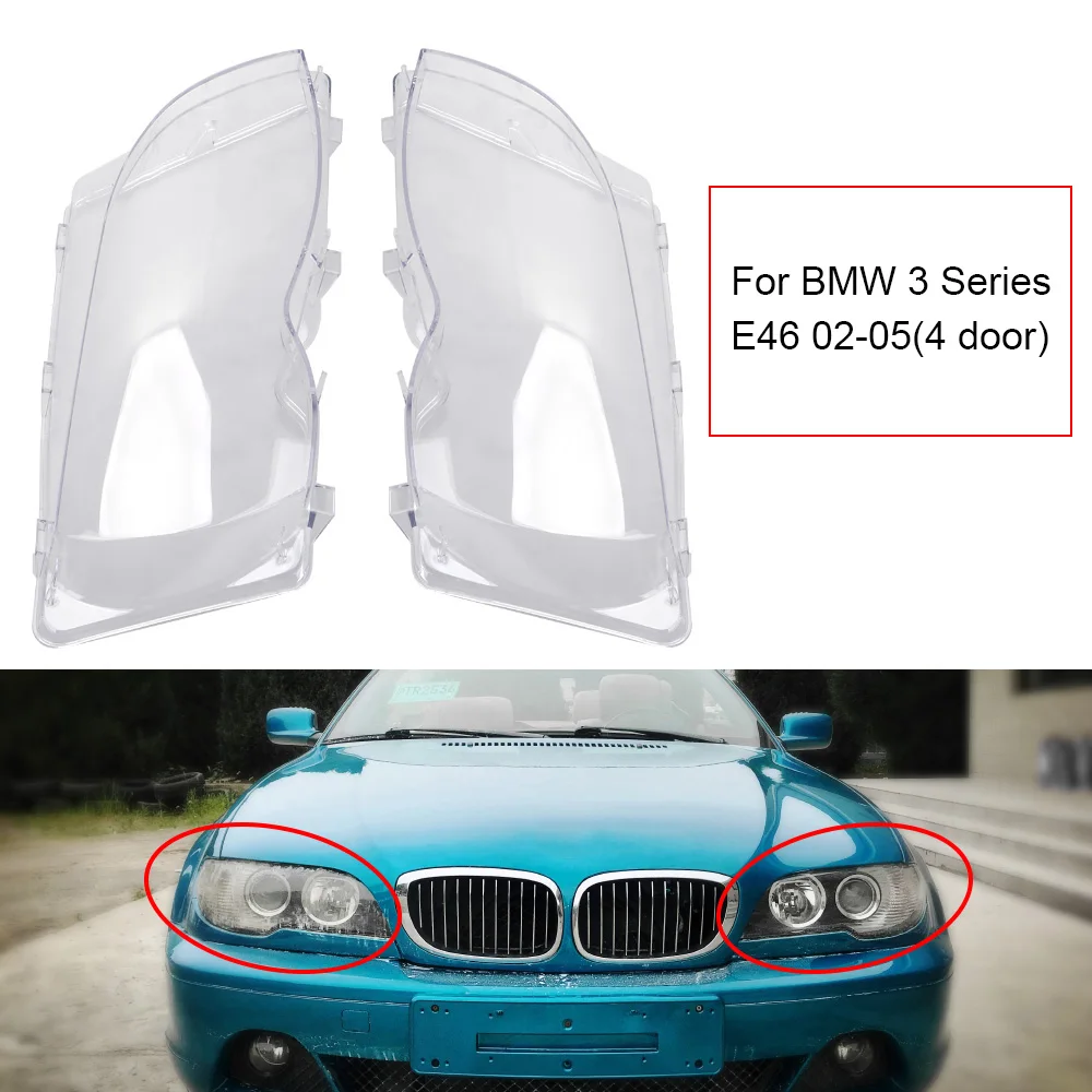 para BMW E46 Cubierta de plástico para lente de faro delantero SP-Auto 2 unidades 
