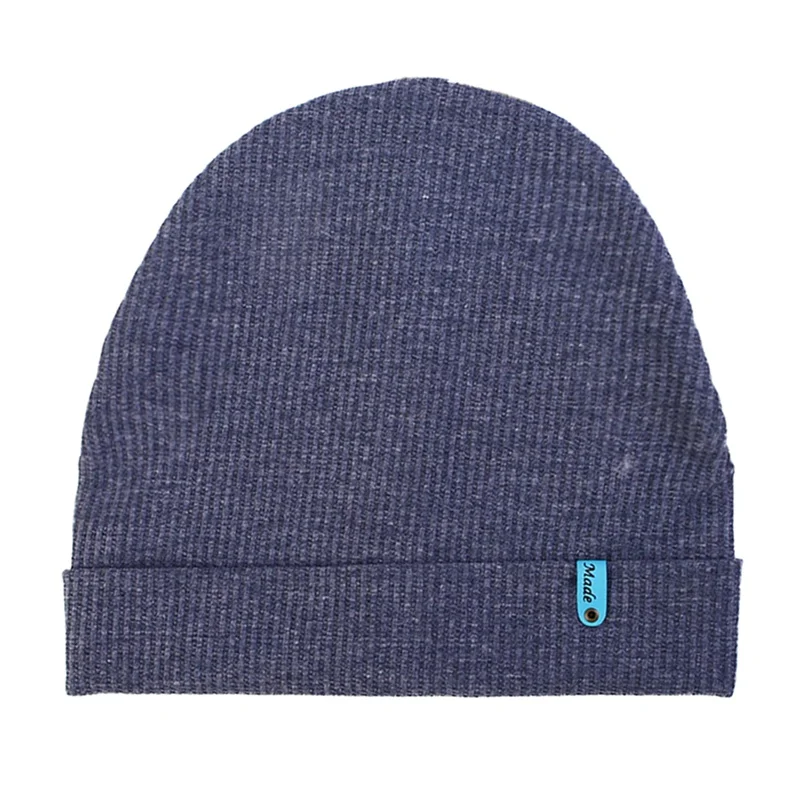 Синий Шапки унисекс вязаные кожаные бирки кепки Beaines дышащие мужские Gorras простые головные уборы зимние повседневные дамские шапочки - Цвет: Синий